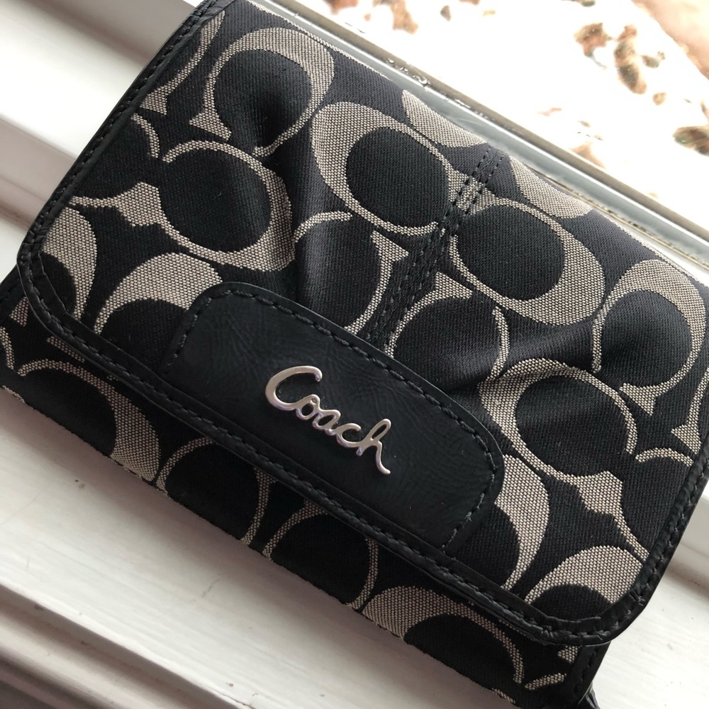 COACH Canvas Accordion wraparound wallet
